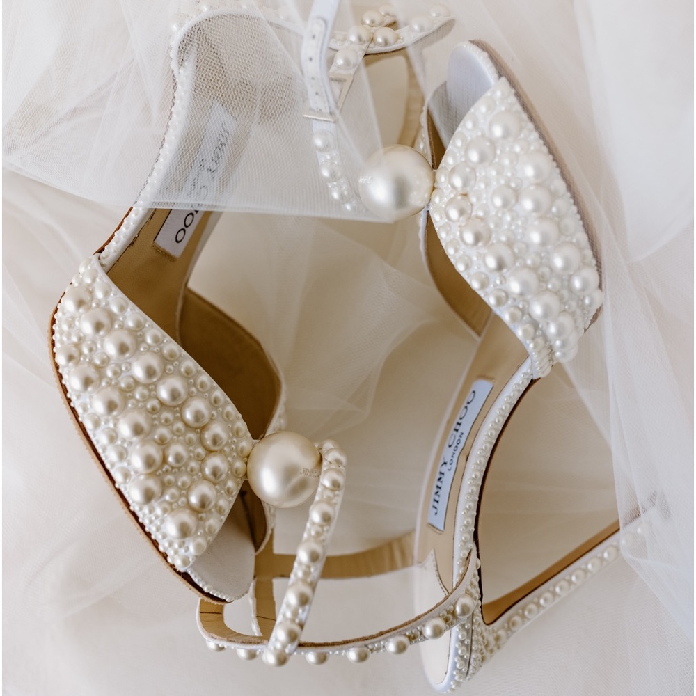 Used Authentic Jimmy Choo Pearl Heel 37 Sacora 100 Bridal Heel